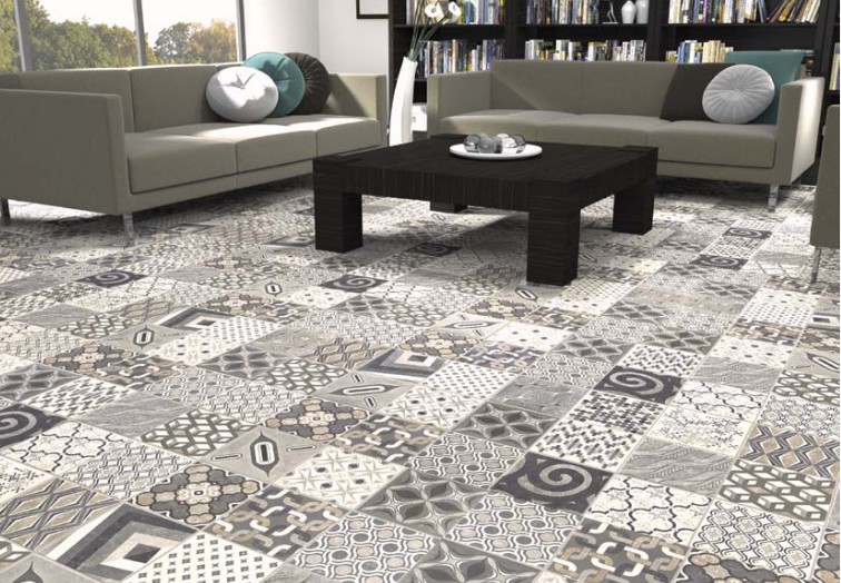 Carrelage 18x18 imitation carreau ciment europe mix natucer ... De cuisine Ciment décor Carreaux