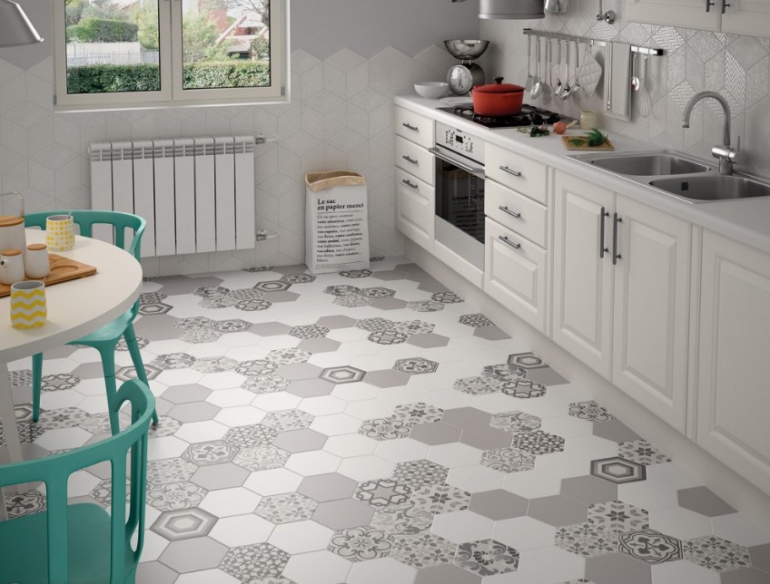 Carrelage 17,5x20 hexatile harmony black and white equipe ... Faience cuisine carreaux ciment
