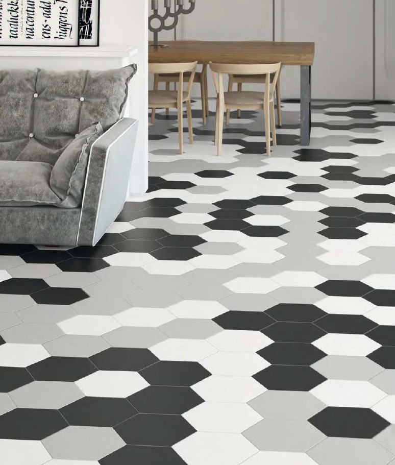 Carrelage sol hexagonal 25.8x30 origami peronda peronda carrelage ... Carrelage noir et mur couleur