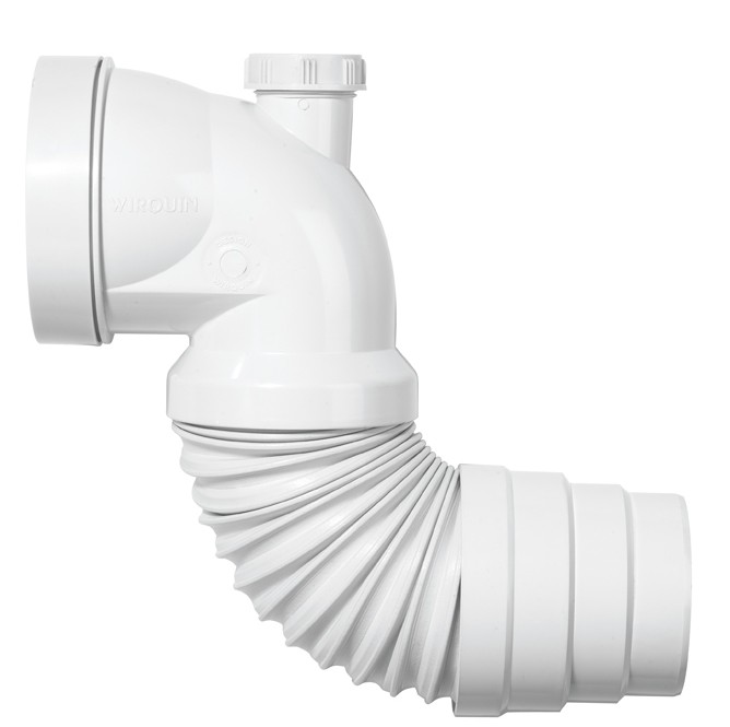 Pipe WC Coude extensible avec piquage  coller Wirquin