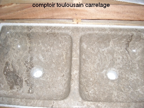 Plan double vasque en pierre naturelle polie