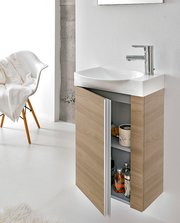 Meuble lave-mains pour WC Vert de gris tendance et design avec mitigeur