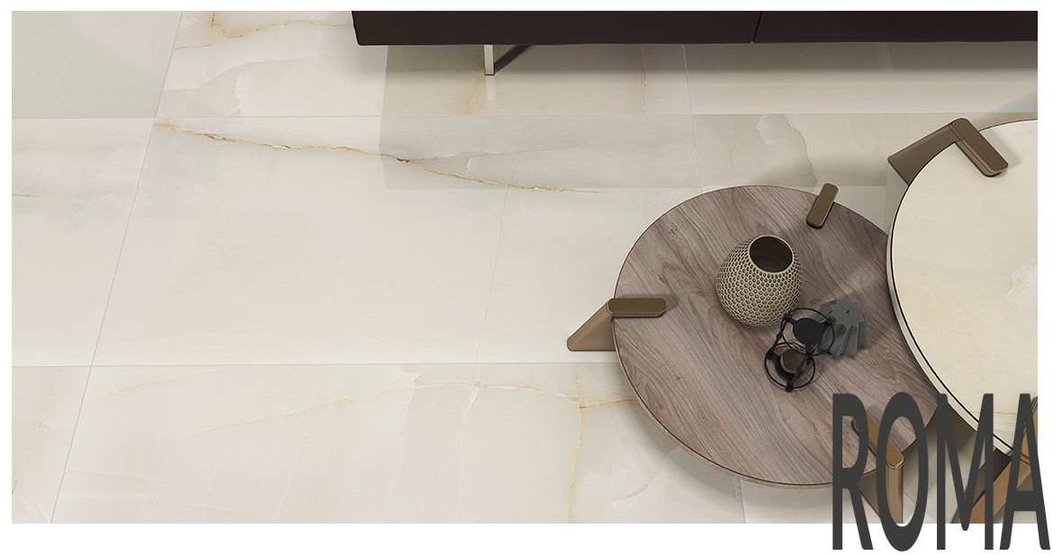 Carrelage en grs crame maill aspect poli 60x60 Roma 